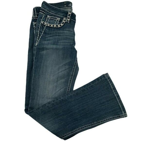 L.A. Idol Jeans Women's Size 9 Bootcut Frost Rhinestone Stitch Logo Bleu Denim - Picture 6 of 12